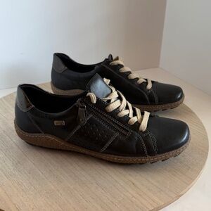 Remonte Softfoam Black Leather Sneakers Casual Comfort-Men’s Size 44/10.5